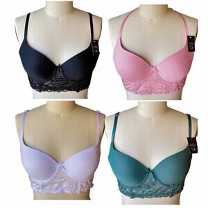 NWT 4 BELLINI Lace Underwire Pink Black Green White Bras ~ Women's Bra Size C